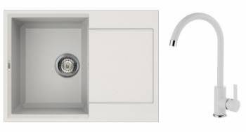 Set Elleci chiuveta Easy 135 680x500x210 mm + Baterie C01 cartus ceramic Bianco Titano 