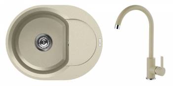 Set Elleci chiuveta Easy 600 600x470x200 mm + Baterie C01 cartus ceramic Bianco Antico 