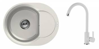 Set Elleci chiuveta Easy 600 600x470x200 mm + Baterie C01 cartus ceramic Bianco Titano 