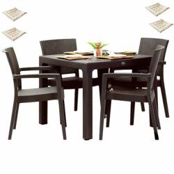 Set exterior gradina INGLESA masa patrata CLASSI RATAN 90x90x75cm 4 scaune PARIS RATTAN 