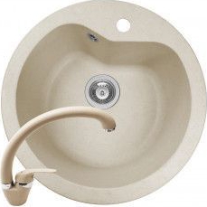 Set Pyramis Round DUROTHEK si baterie OSSIA and Ø 510mm adancime 200mm soft compozit bej 