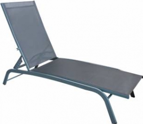 Sezlong cadru metalic RAKI PIEJURA 5 pozitii textil gri 188x58x30cm 