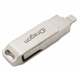 Stick Memorie Externa iUni iDragon Lightning si USB 3.0 pentru iPhoneiPad 128GB Silver 