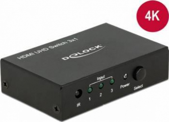 Switch Delock HDMI 3 porturi cu telecomanda UHD 4K 