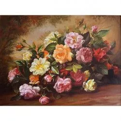 Tablou Canvas Tablou bujori 60 x45 cm Rama lemn Multicolor