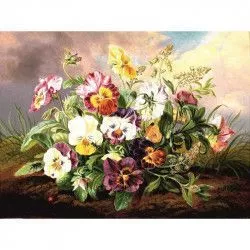 Tablou Canvas Panselute Vas cu flori 80 x 60 cm Multicolor