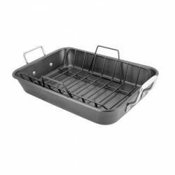 Tava roast cu grill Stellar otel carbon manere inox nituite 41x28x6 cm 