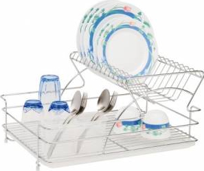 Uscator pentru tacamuri si farfurii 2 nivele crom CHROME LUX 48x37x25cm MN014575 