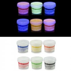 Vopsea invizibila fluorescenta reactiva UV transparenta colorata set 6 culori mixte recipient 100 ml 