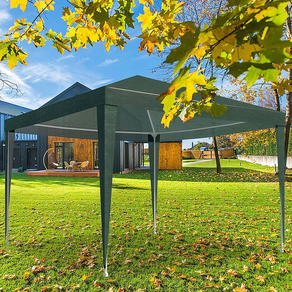 Cort Pavilion Verde 3x3 m cu Pereti Laterali si Ferestre pentru Petrecere