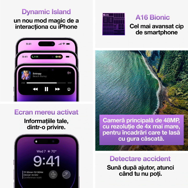 Smartphone Apple iPhone 14 Pro Max 256GB 5G Deep Purple mq9x3rx/a