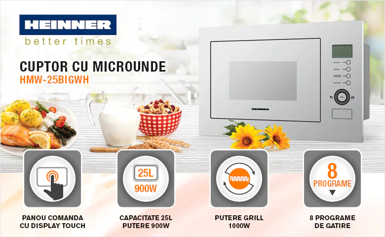 HEINNER HMW-MDBI20MIX Inbouw Magnetron | Inbouw - 800 W - 20 l HEINNER HMW-MDBI20MIX Inbouw Magnetron | Inbouw - 800 W - 20 l
