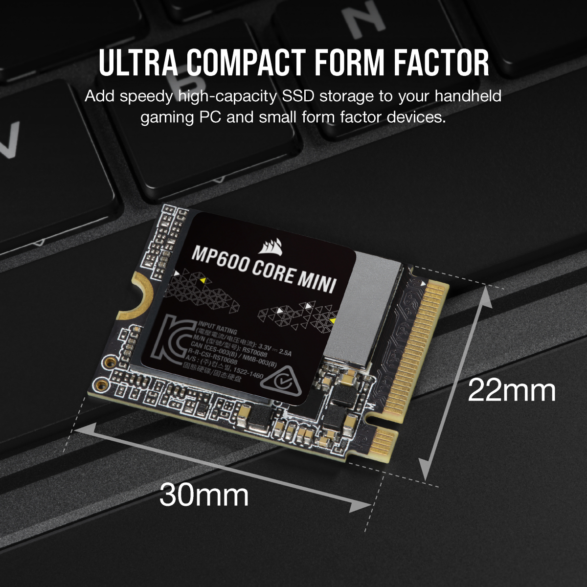 Solid-State Drive SSD Corsair MP600 CORE Mini 1TB PCIe Gen4 x4