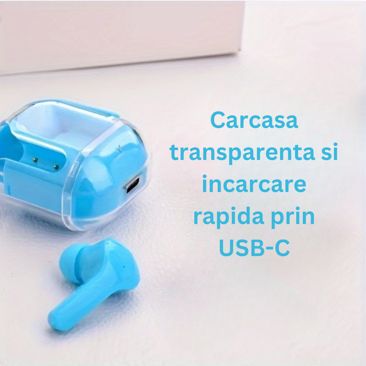 Casti Wireless In-Ear TWS cu Bluetooth V5.3 Microfon HD Control Tactil ...