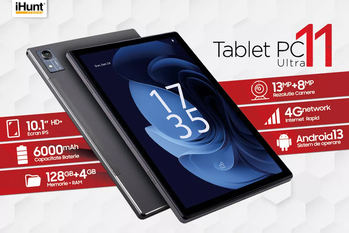 Tableta iHunt Tablet PC 11 Ultra de 10.1 inci IPS Android 13 Opt-nuclee ...