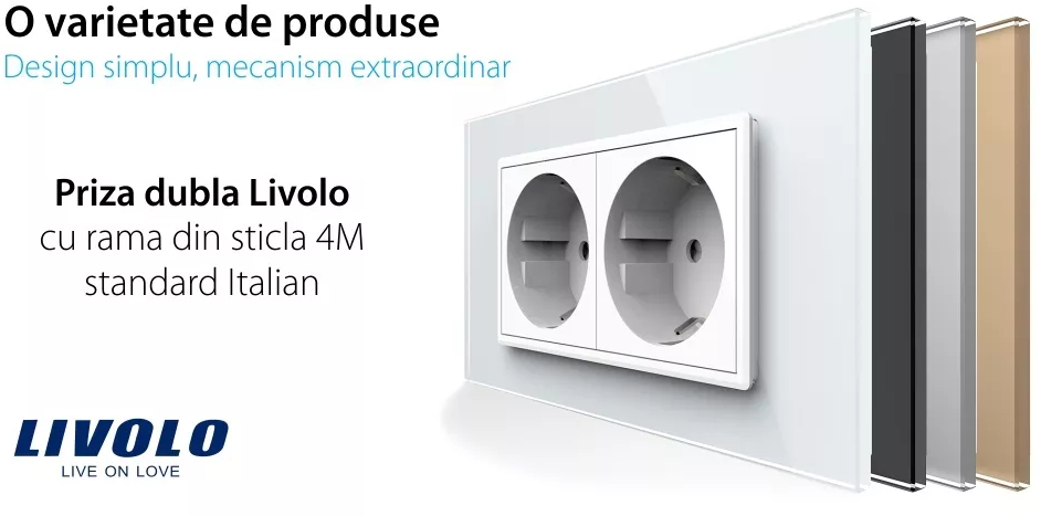 LIVOLO Touch VL C702S/C7C1EU 11 A   Interruttore di commutazione di serie e presa con cornice in vetro, colore: Bianco
