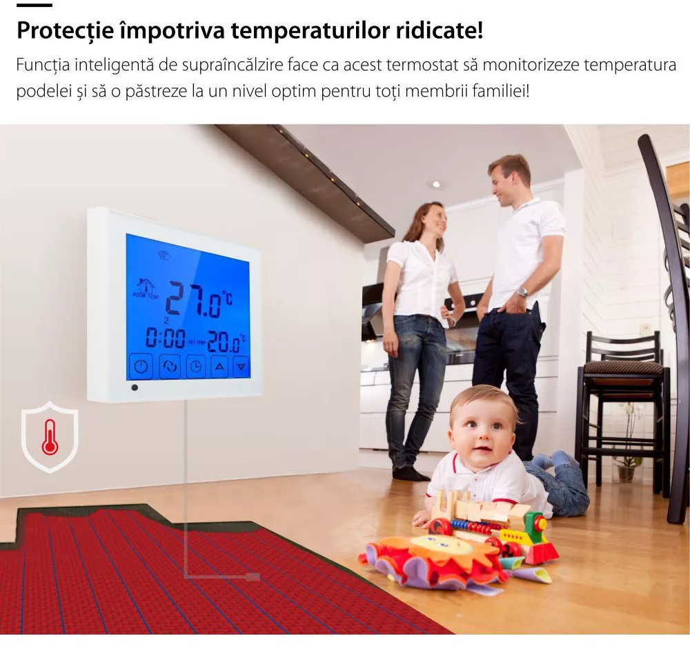 Termostat inteligent BeOK TDS23-EP pentru incalzirea electrica in ...