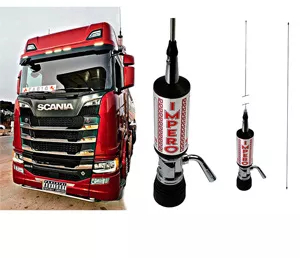 Antenne CB LEMM AT-3001 TURBOSTAR Noir 200 cm, avec câble RG58 de 4 m, 26,5- 28 MHz, Pliable, fabriquée en Italie