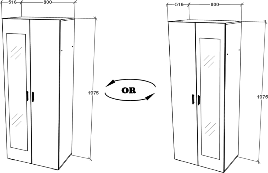 Dulap Nero 2 Usi oglinda Stejar Bronz 80 x 52 x 200 cm 922023