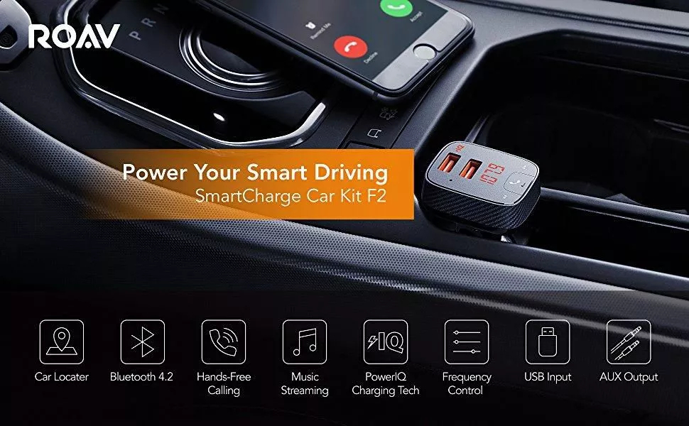 Incarcator auto Roav SmartCharge F2 dual USB FM Bluetooth Carkit