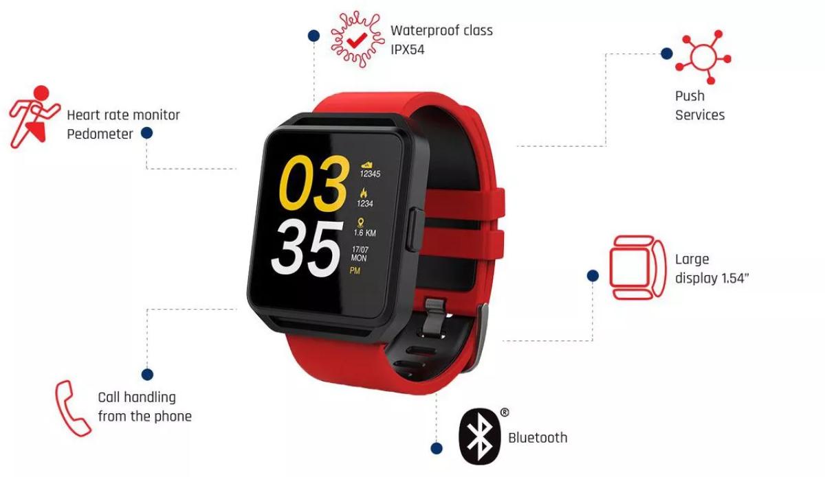 Smartwatch MaxCom FitGo FW15 Square Silicon Band Blue fw15 square blue ...