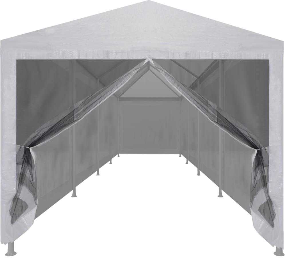 Cort Pavilion Alb 12x3 m cu 10 Pereti Laterali tip Plasa pentru Petrecere