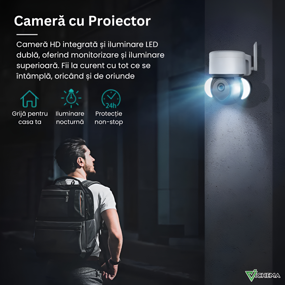 Camera de Supraveghere Guardian Cam Pro Vichema® WiFi 4K 8MP cu Audio