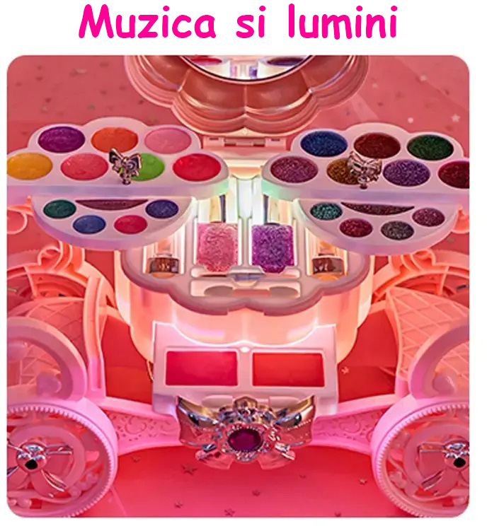 Trusa de machiaj pentru copii cu masuta muzicala si lumini Set