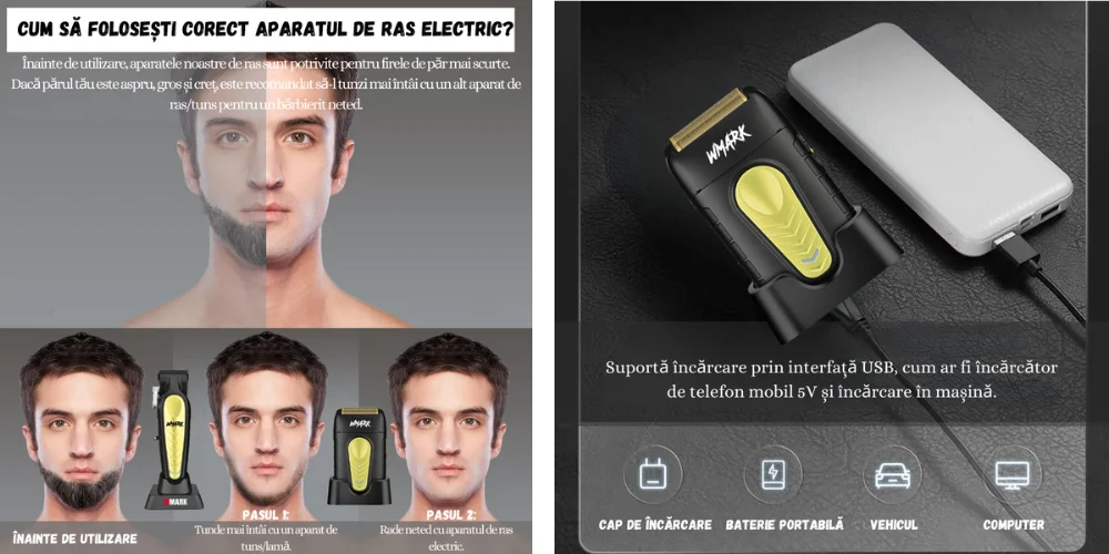 Aparat de Ras Electric Profesional BIRAI Shaver 8000 RPM Fara Fir ...