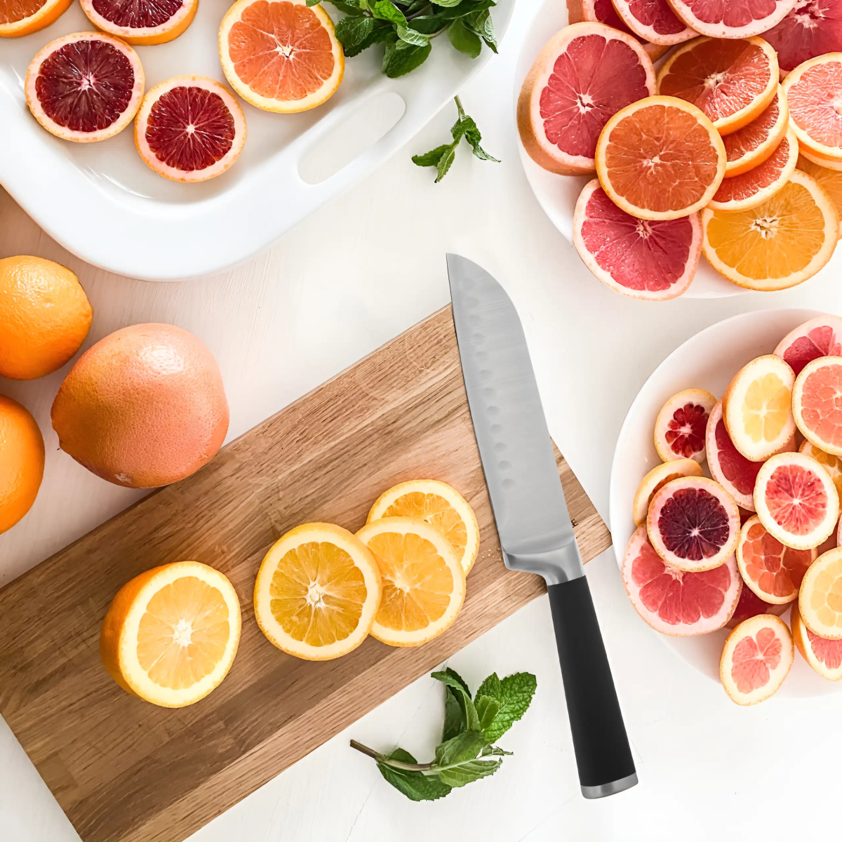 Cutit japonez de bucatarie model Santoku Koken lama otel inoxidabil 16 ...