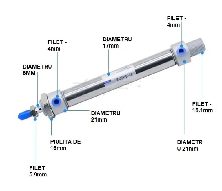 Cilindru pneumatic otel inoxidabil diametru cilindru 16mm cursa de 300mm