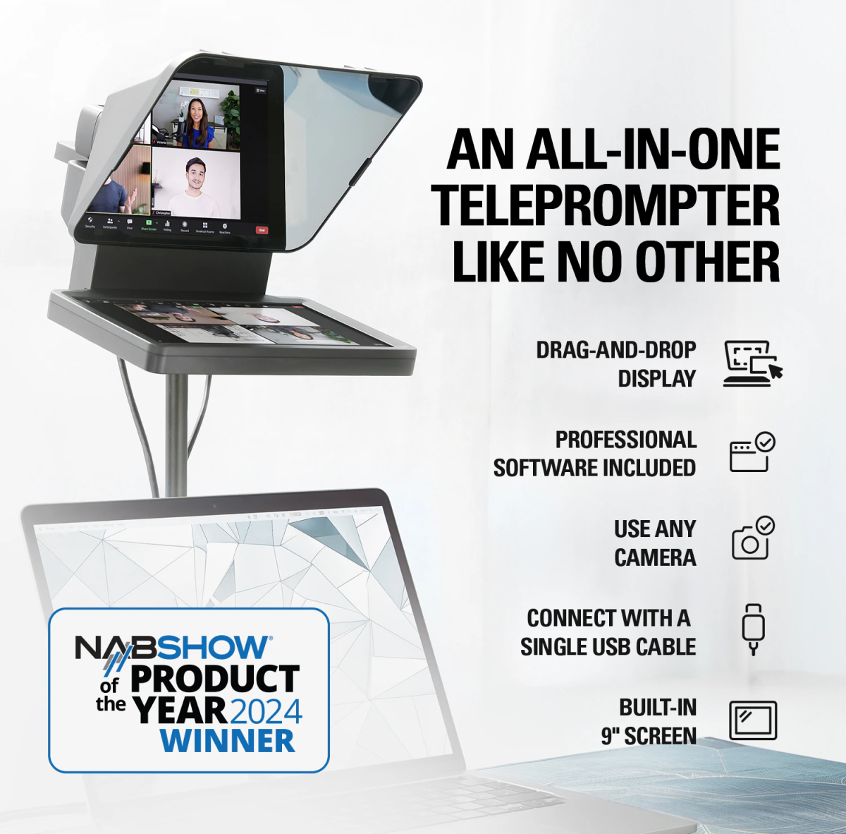 Program Monitor Incorporat Prompter Elgato 10WAD9901 Teleprompter cu monitor incorporat pentru ...