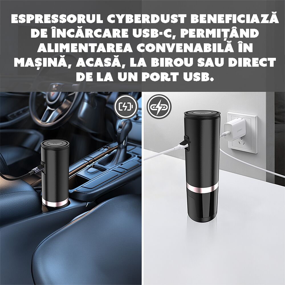 Minipresso CYBERDUST Espressor Portabil Alb Compatibil Cafea Macinata si