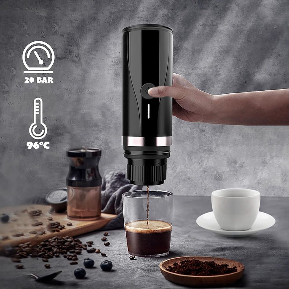 Minipresso CYBERDUST Espressor Portabil Negru Compatibil Cafea Macinata si