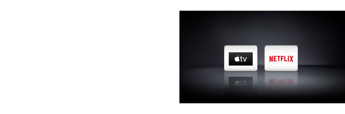 Четири логотипа: Приложението Apple TV и Netflix
