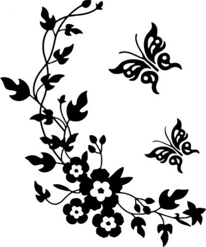 content purity slice Sticker decorativ perete flori cu fluturasi 28cm x 34 cm la CEL.ro
