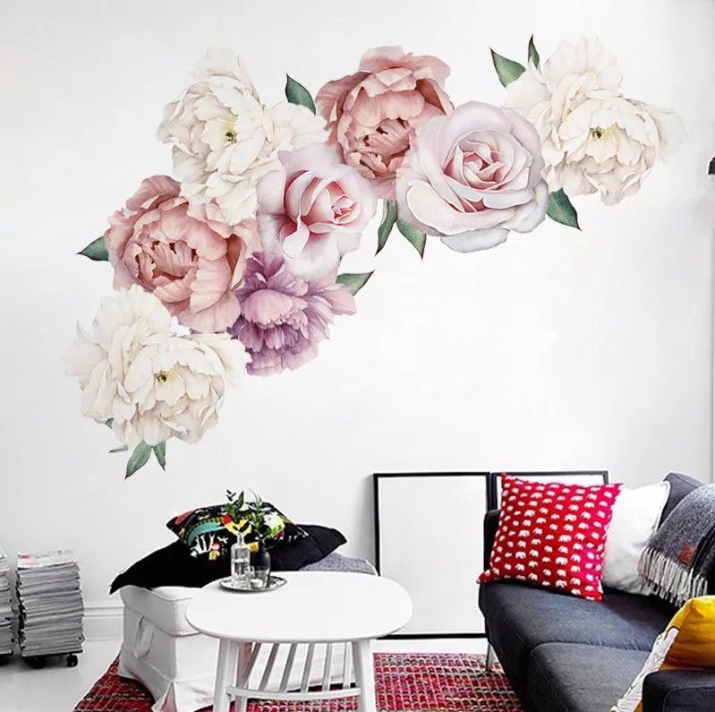 Jabeth Wilson landlady media Sticker decorativ 3D cu bujori si trandafiri 60x30 cm multicolor la CEL.ro