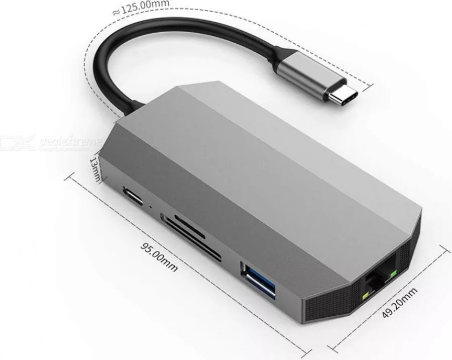 Adaptor Type C Metalic MTP Premium 9 in 1 la RJ45 Enthernet HDMI 2 USB ...
