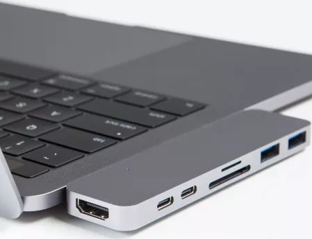 Adaptor Metalic Type C Laptop MTP 7 in 2 la 2USB 3.0 HDMI Micro SD/SD ...