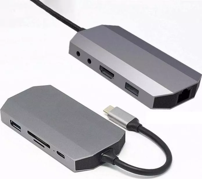 Adaptor Type C Metalic MTP Premium 9 in 1 la RJ45 Enthernet HDMI 2 USB ...