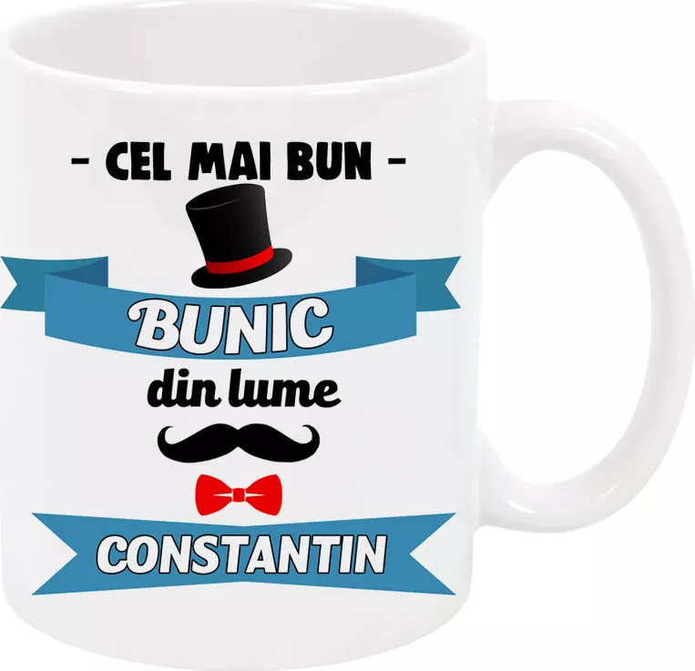 Cana Personalizata Cel Mai Bun Bunic Din Lume Ceramica Alba 325 Ml Tcd050