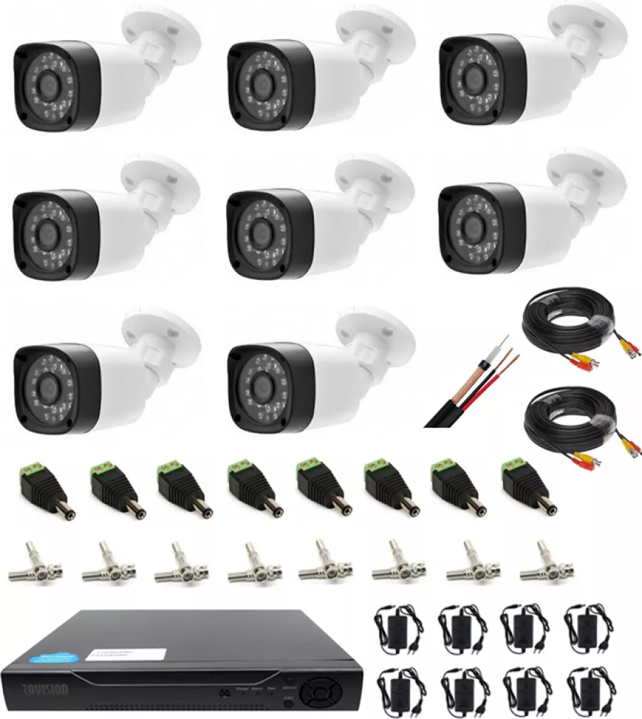 Kit complet profesional 8 camere supraveghere exterior full hd la CEL.ro