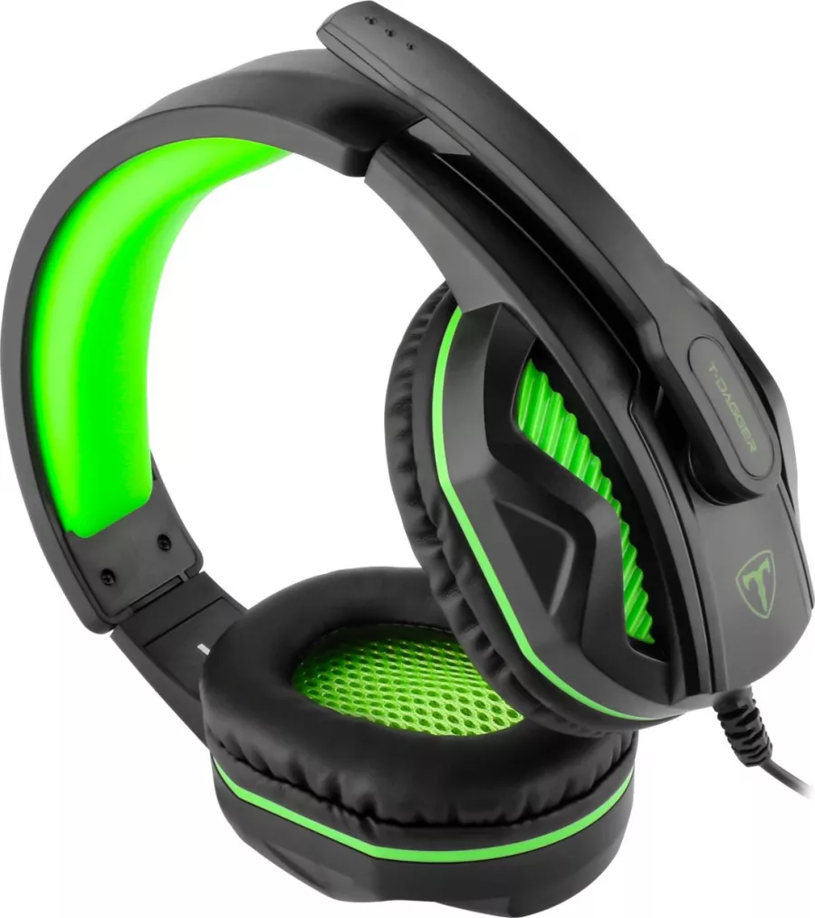 Căști gaming T-Dagger Cook Negru-Verde — imaginea 2