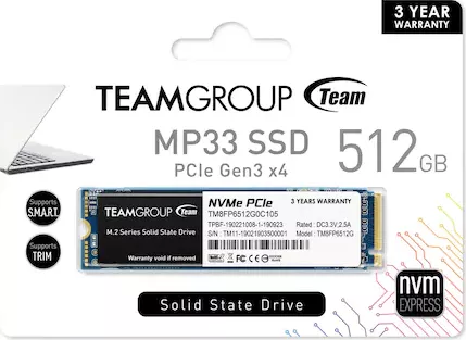 SSD 512GB Team Group M.2 NVMe MP33 PCIe 3.0 x4 SSD 512GB Team Group M.2 NVMe MP33 PCIe 3.0 x4