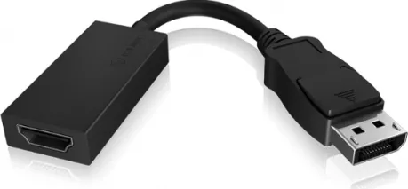 Icy Box IB-AC1031 3-in-1 adapter display port plug for HDMI (4K Ultra HD), DVI-D or VGA (Full HD), black black Black