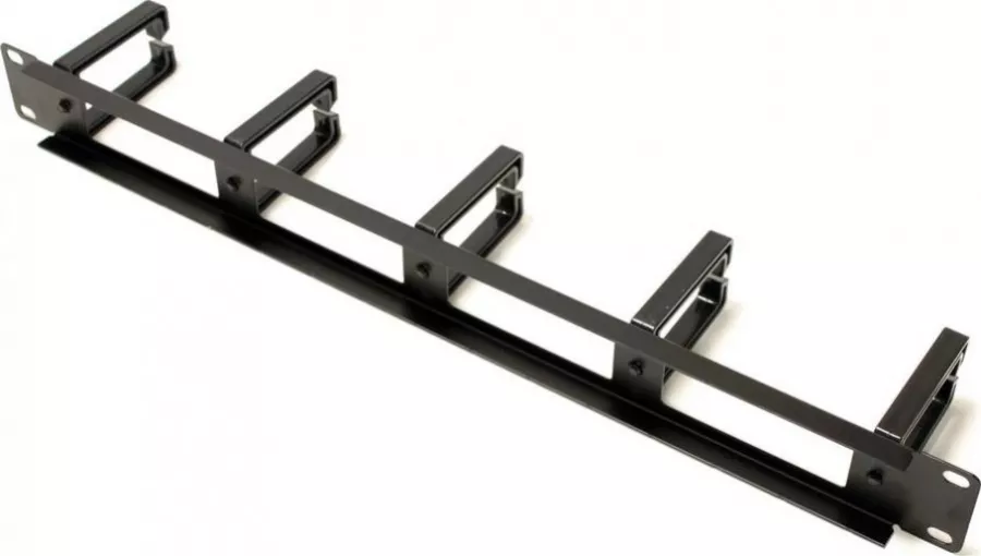 Ghidaj organizator cabluri LanKATT pentru rack 5 inele din plastic negru 1U
