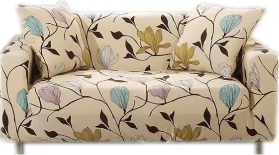 Shah Negotiate Raincoat Husa elastica universala pentru canapea si pat galben auriu cu flori la  CEL.ro