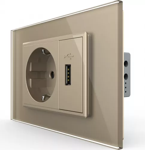 Presa Schuko LIVOLO VL-C7C1EU-13 Con Cornice In Vetro - Colore Oro
