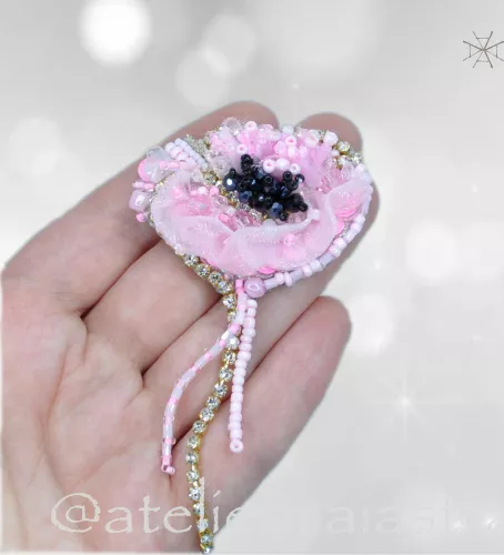 catch bridge Republican Party Brosa mac roz 3D cristal handmade brosa floare accesorii femei la CEL.ro