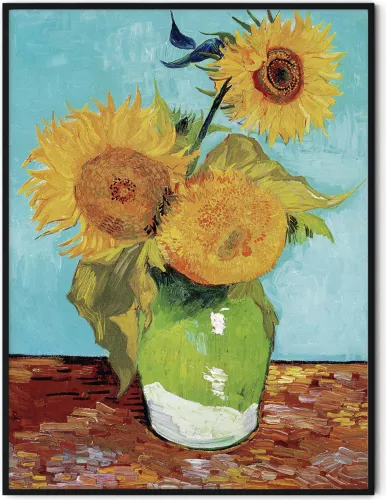 Tablou decorativ color Intaglio Clasic floarea soarelui Vase with Three